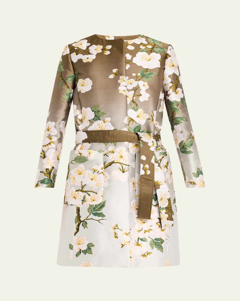 Cherry Blossom Degrade Jacquard Tie Coat